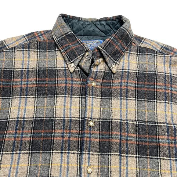 Vintage Pendleton Quilted Wool Shirt Jacket Plaid Button Down Men’s M USA 80s - Picture 10 of 13